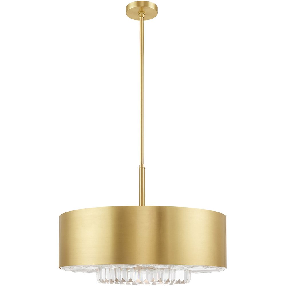 Brass Six Light Metal Dimmable Chandelier With Shades HomeRoots
