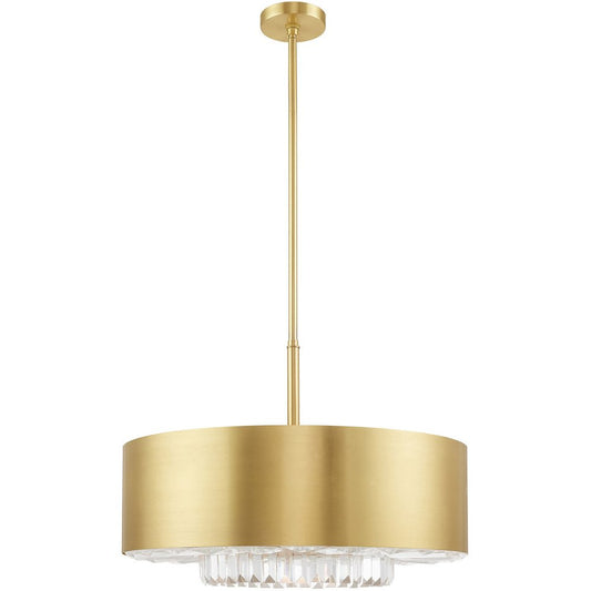 Brass Six Light Metal Dimmable Chandelier With Shades HomeRoots