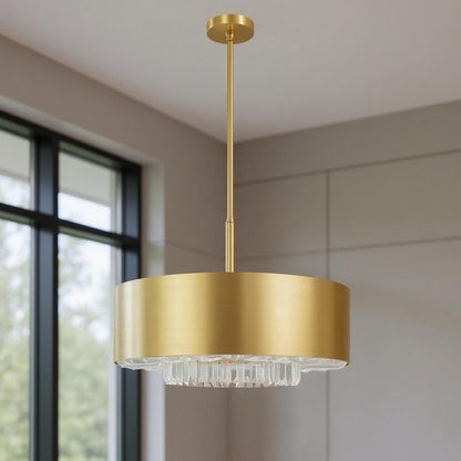 Brass Six Light Metal Dimmable Chandelier With Shades HomeRoots