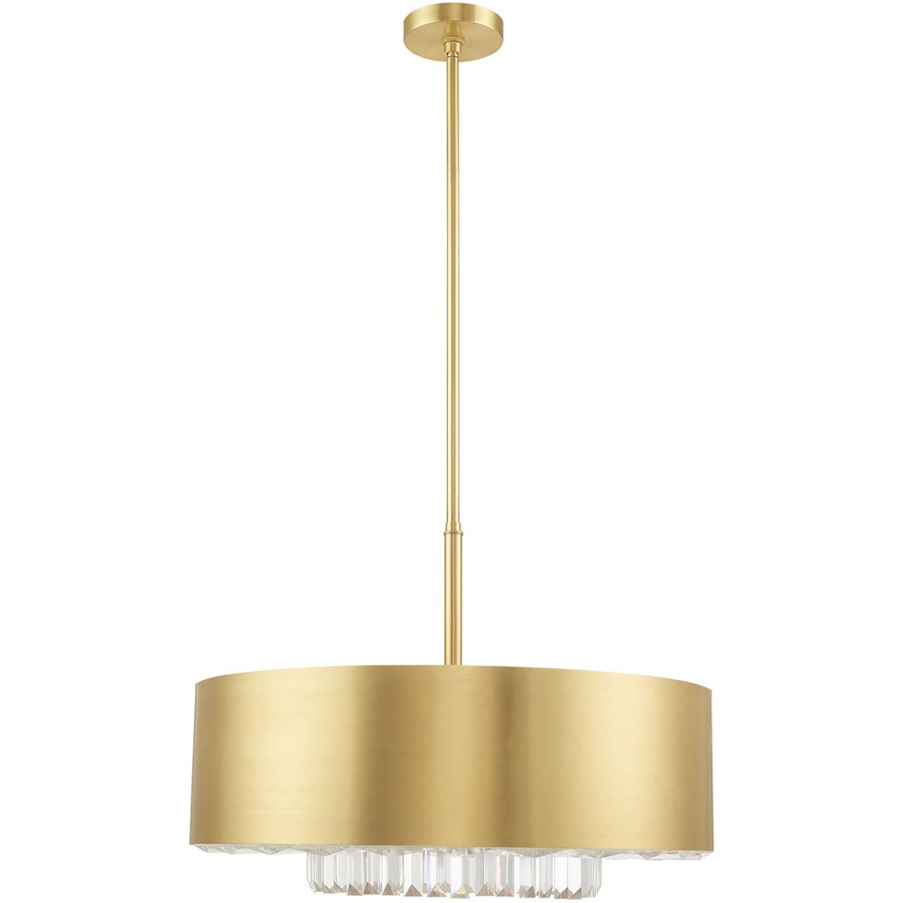 Brass Six Light Metal Dimmable Chandelier With Shades HomeRoots