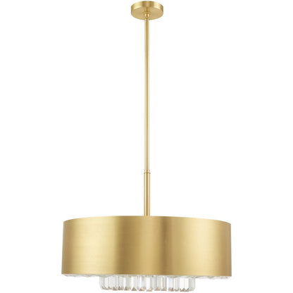 Brass Six Light Metal Dimmable Chandelier With Shades HomeRoots