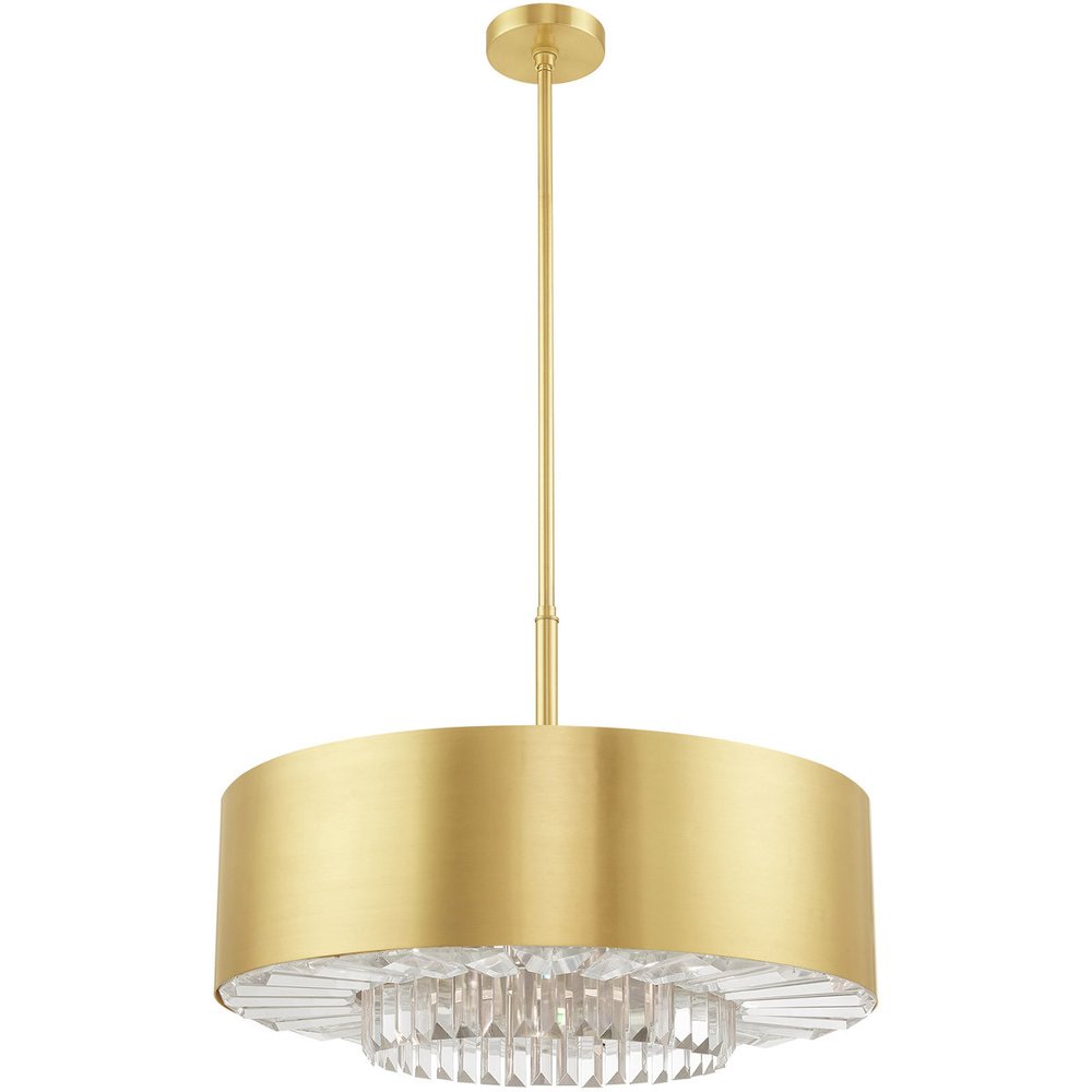 Brass Six Light Metal Dimmable Chandelier With Shades HomeRoots