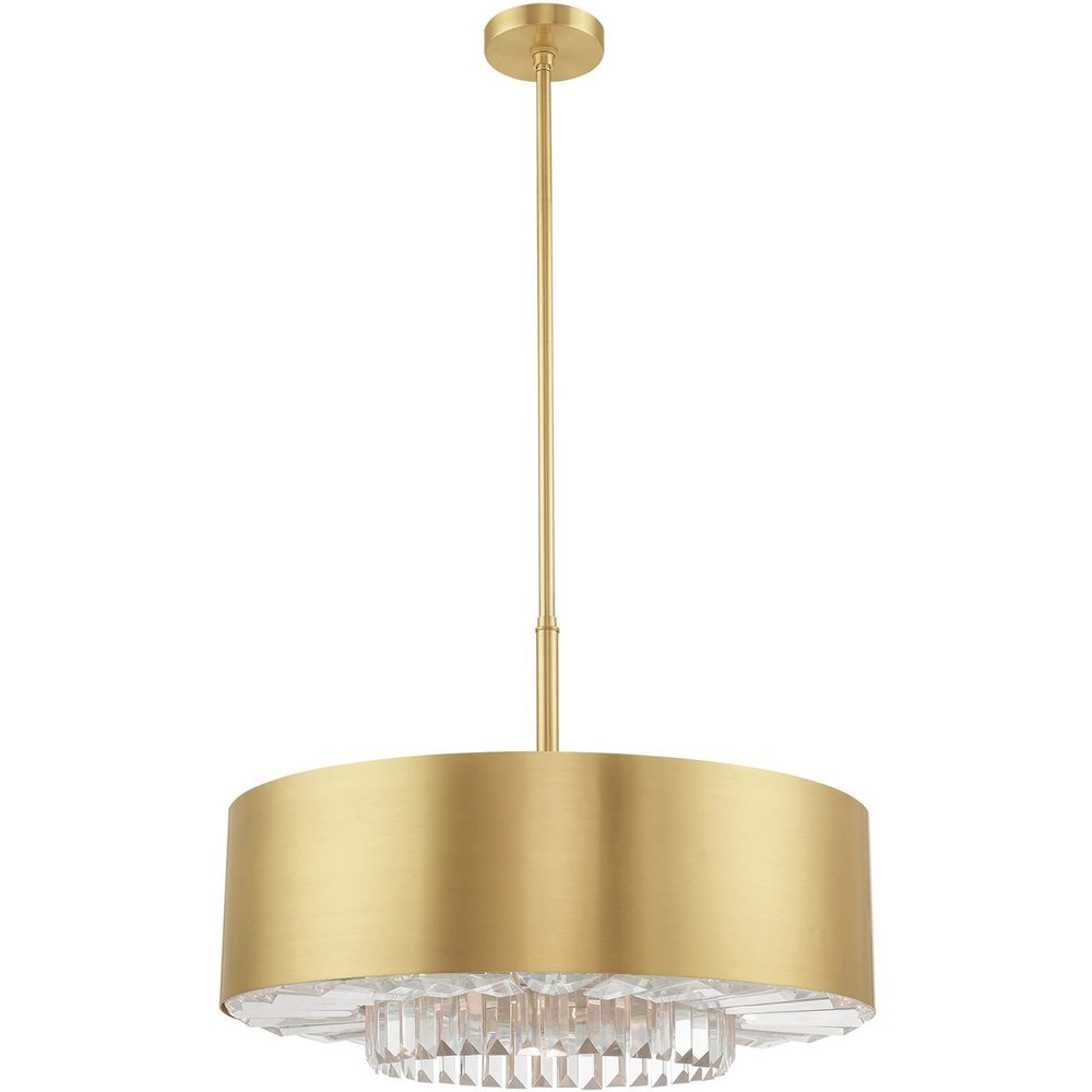 Brass Six Light Metal Dimmable Chandelier With Shades HomeRoots