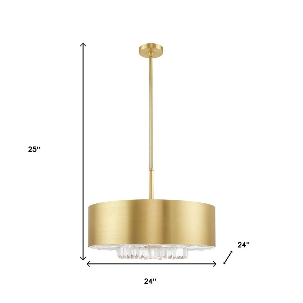 Brass Six Light Metal Dimmable Chandelier With Shades HomeRoots