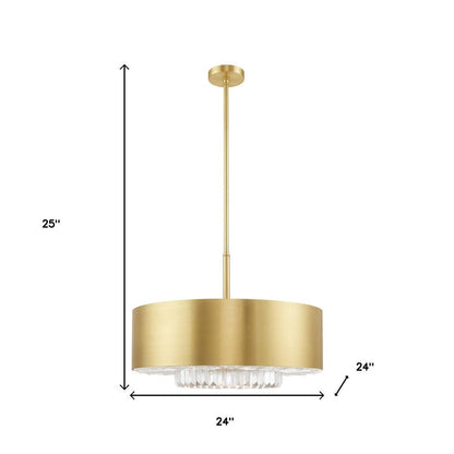 Brass Six Light Metal Dimmable Chandelier With Shades HomeRoots