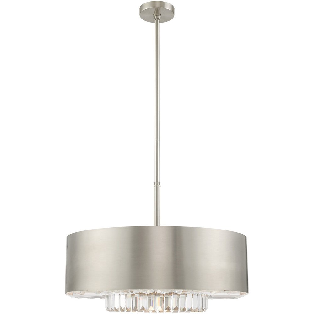 Nickel Six Light Metal Dimmable Chandelier With Shades HomeRoots