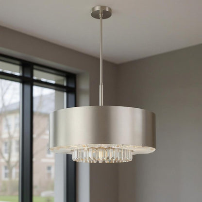 Nickel Six Light Metal Dimmable Chandelier With Shades HomeRoots