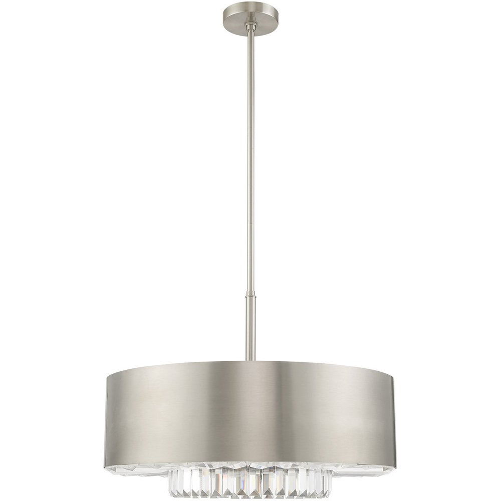 Nickel Six Light Metal Dimmable Chandelier With Shades HomeRoots