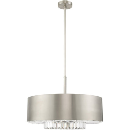 Nickel Six Light Metal Dimmable Chandelier With Shades HomeRoots