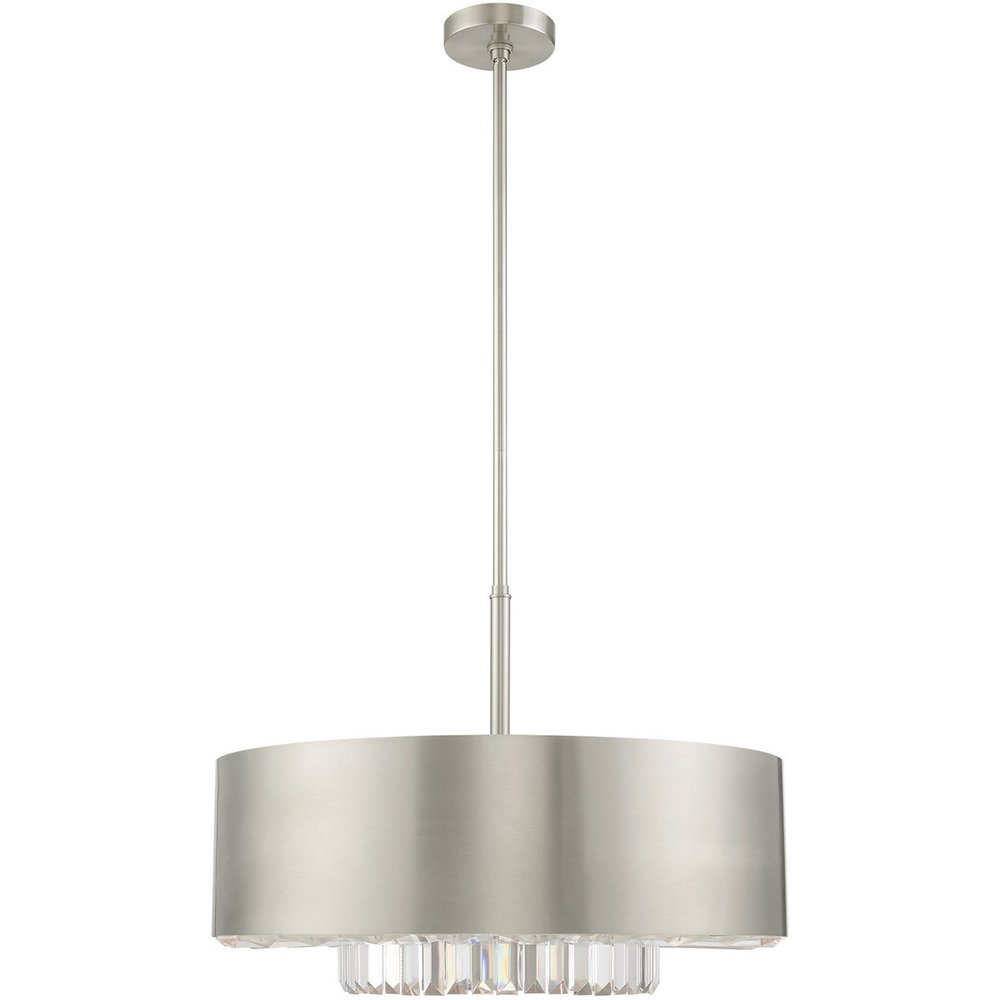 Nickel Six Light Metal Dimmable Chandelier With Shades HomeRoots