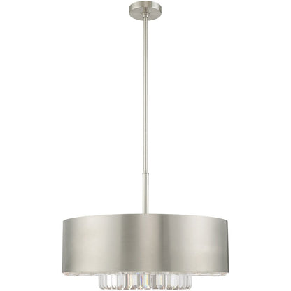 Nickel Six Light Metal Dimmable Chandelier With Shades HomeRoots