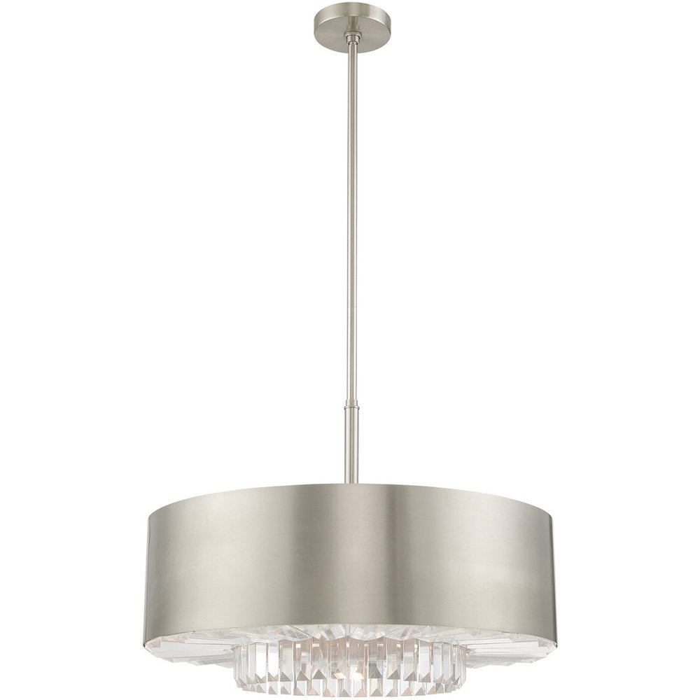 Nickel Six Light Metal Dimmable Chandelier With Shades HomeRoots