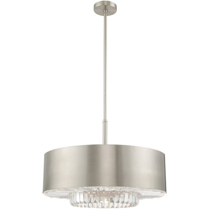 Nickel Six Light Metal Dimmable Chandelier With Shades HomeRoots