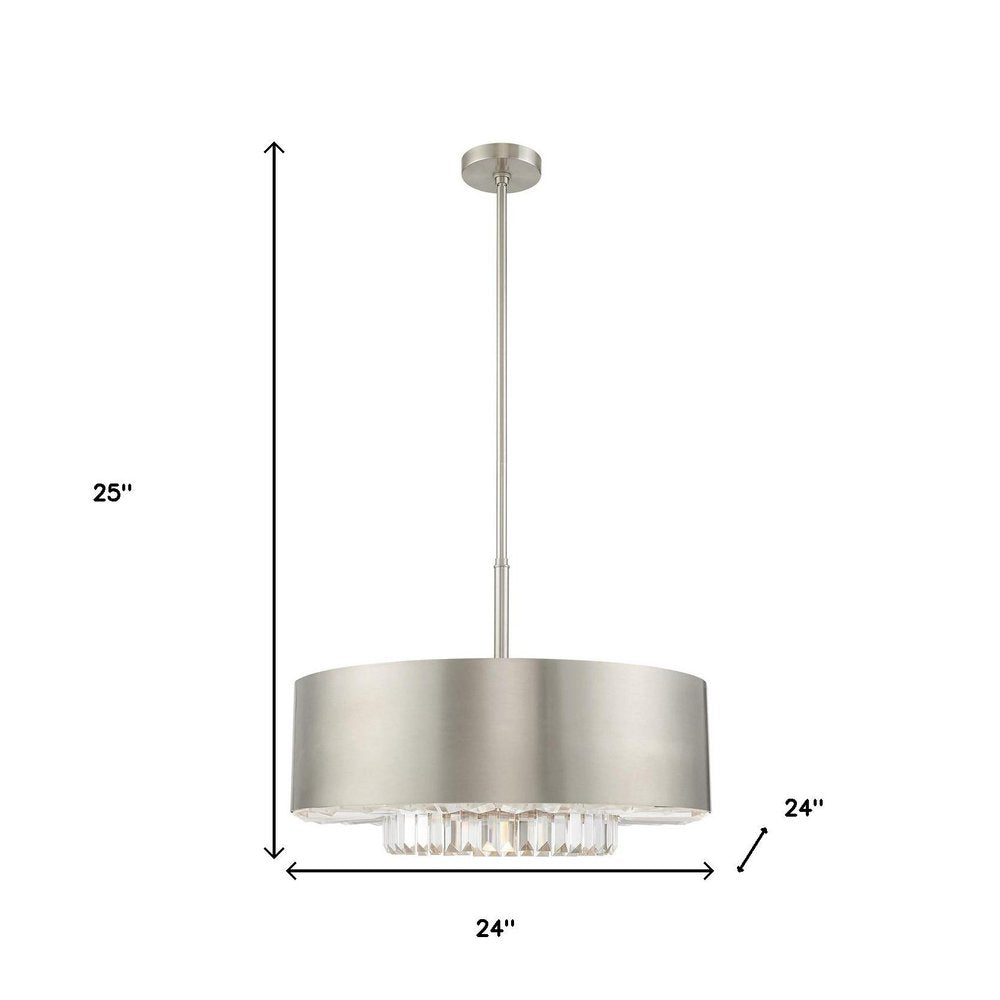Nickel Six Light Metal Dimmable Chandelier With Shades HomeRoots