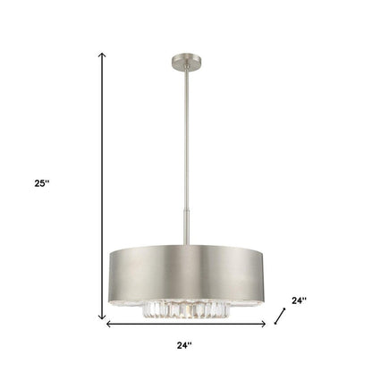 Nickel Six Light Metal Dimmable Chandelier With Shades HomeRoots