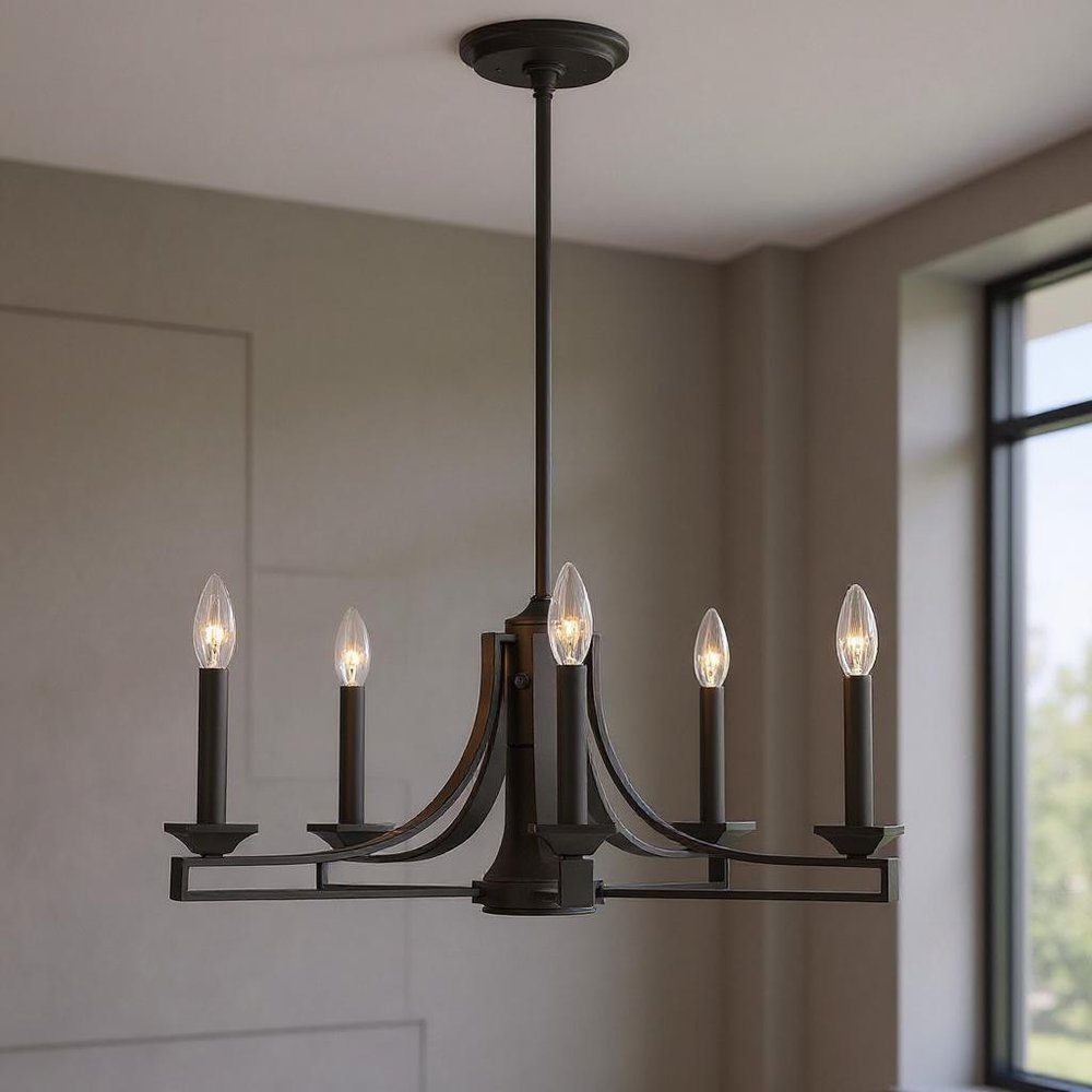 Bronze Six Light Metal Dimmable Chandelier With Shades HomeRoots