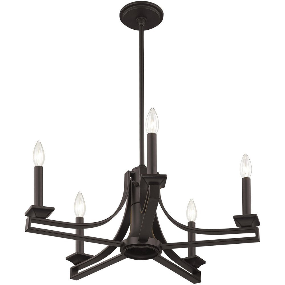 Bronze Six Light Metal Dimmable Chandelier With Shades HomeRoots