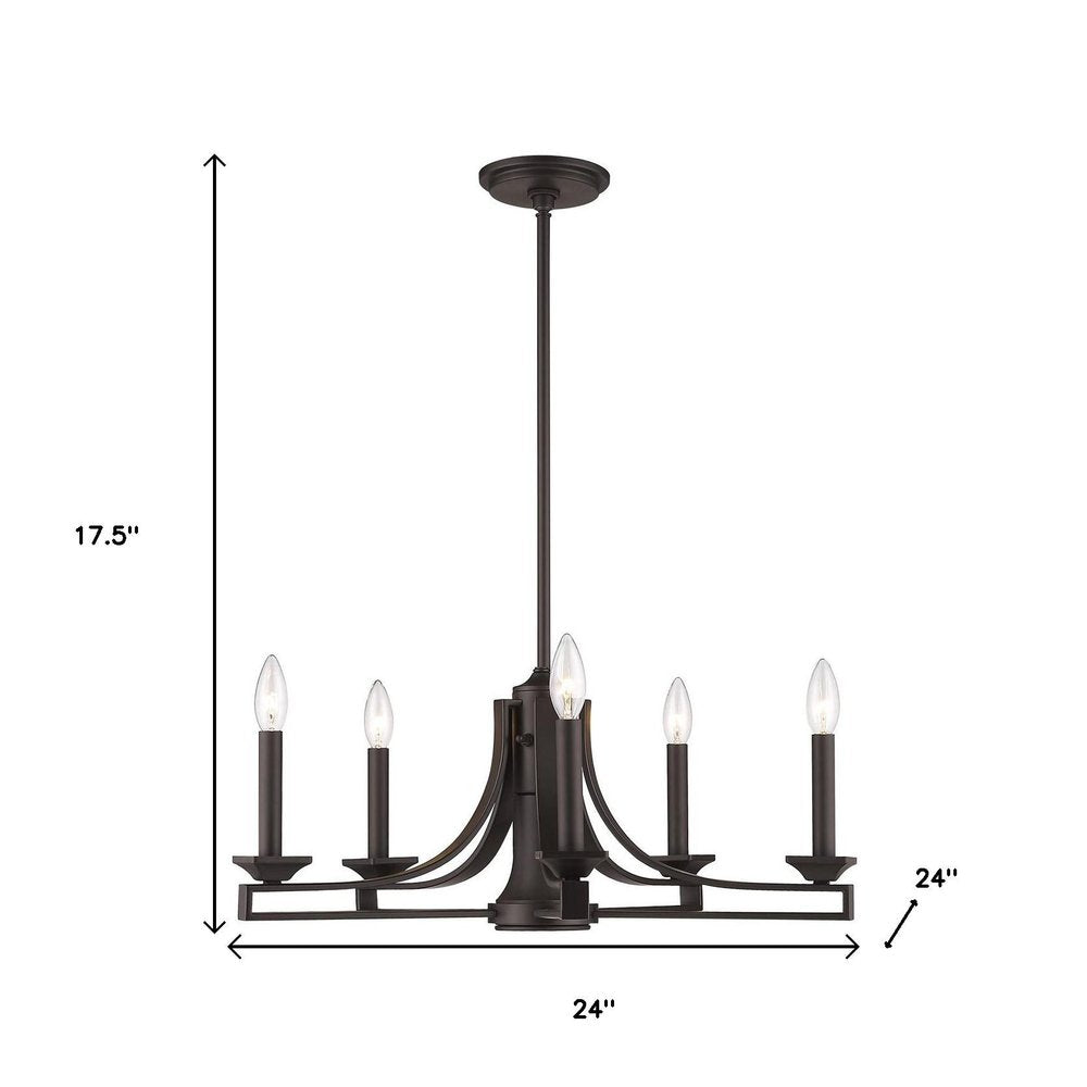 Bronze Six Light Metal Dimmable Chandelier With Shades HomeRoots