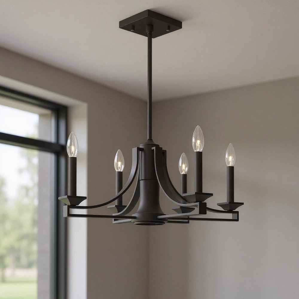 Bronze Nine Light Metal Dimmable Chandelier With Shades HomeRoots