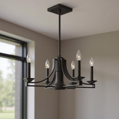 Bronze Nine Light Metal Dimmable Chandelier With Shades HomeRoots