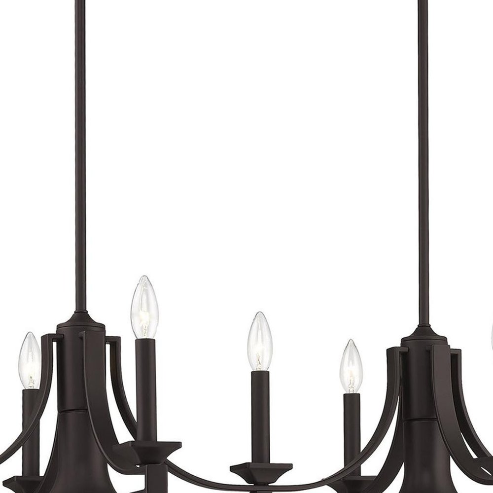 Bronze Nine Light Metal Dimmable Chandelier With Shades HomeRoots