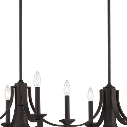 Bronze Nine Light Metal Dimmable Chandelier With Shades HomeRoots