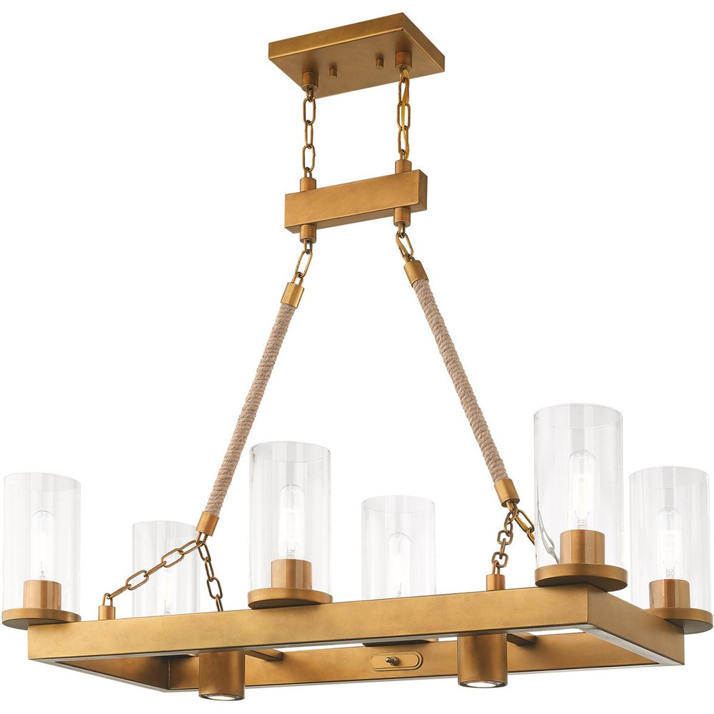 Gold Eight Light Metal Dimmable Chandelier With Shades HomeRoots