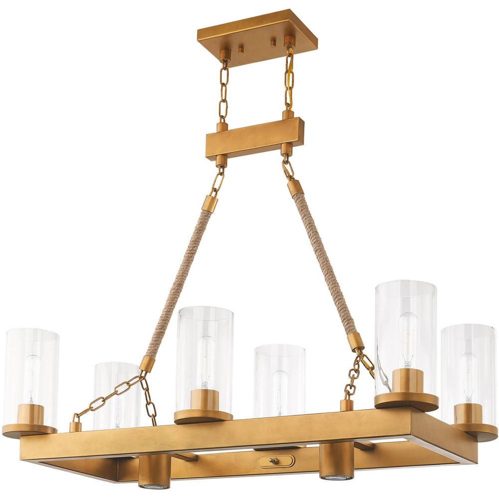 Gold Eight Light Metal Dimmable Chandelier With Shades HomeRoots
