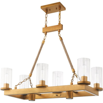 Gold Eight Light Metal Dimmable Chandelier With Shades HomeRoots