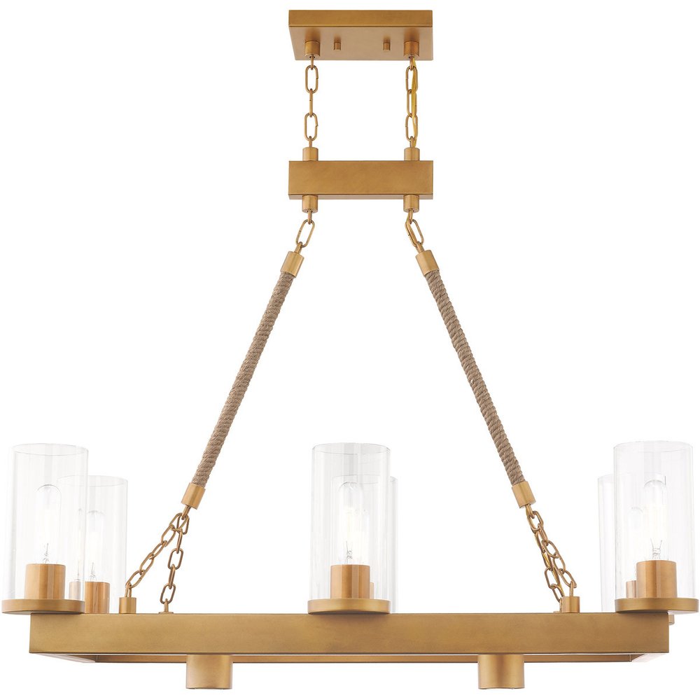 Gold Eight Light Metal Dimmable Chandelier With Shades HomeRoots