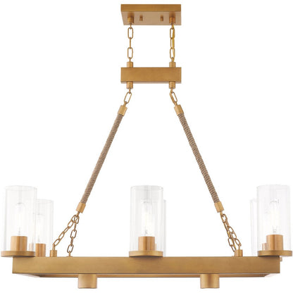 Gold Eight Light Metal Dimmable Chandelier With Shades HomeRoots