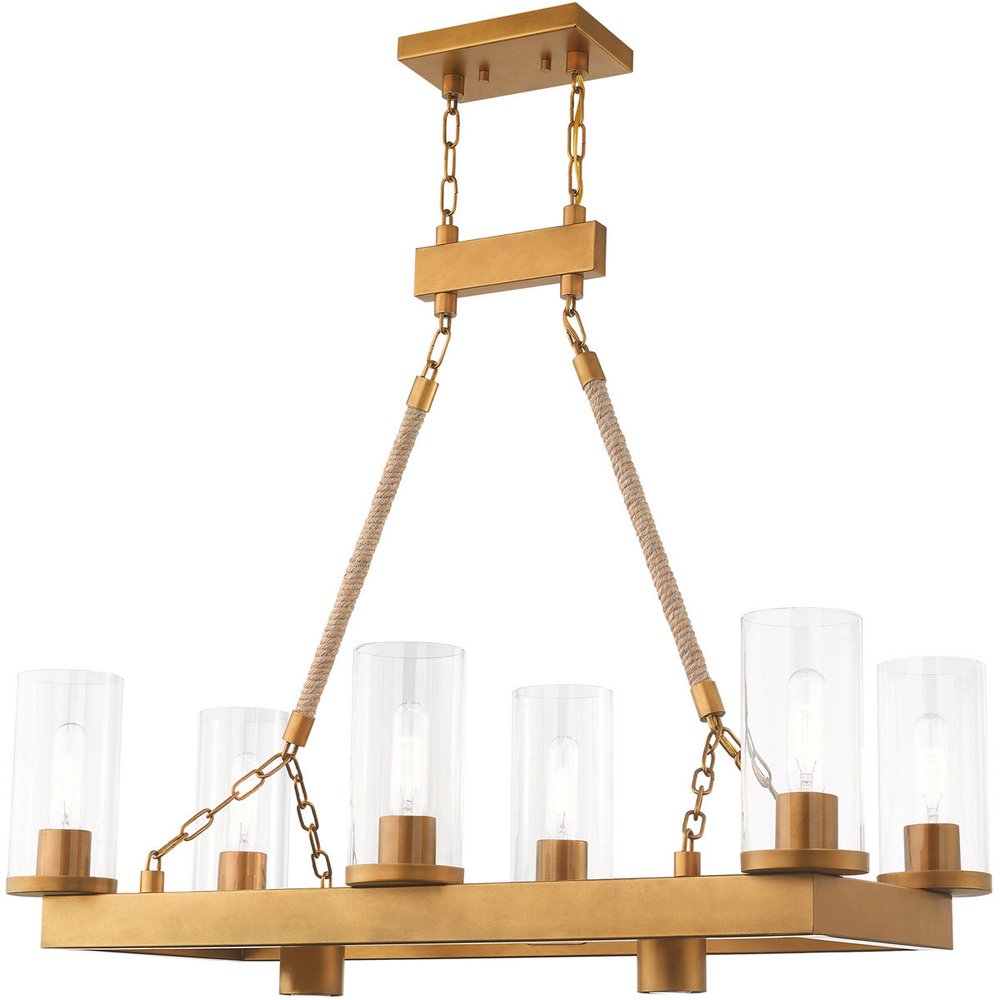 Gold Eight Light Metal Dimmable Chandelier With Shades HomeRoots