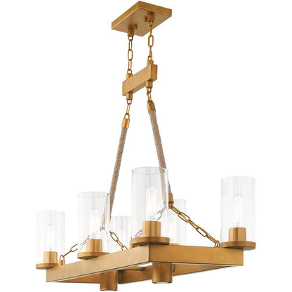 Gold Eight Light Metal Dimmable Chandelier With Shades HomeRoots