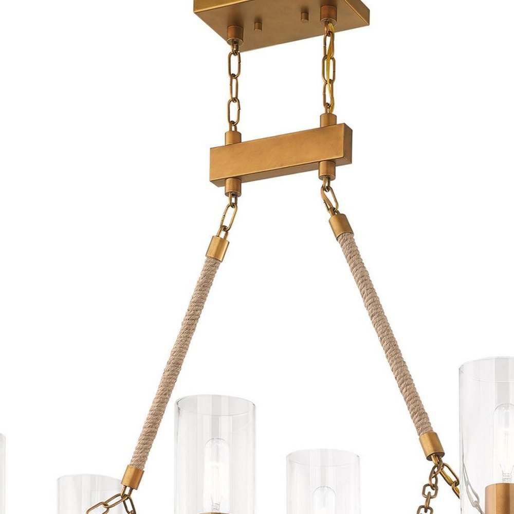 Gold Eight Light Metal Dimmable Chandelier With Shades HomeRoots