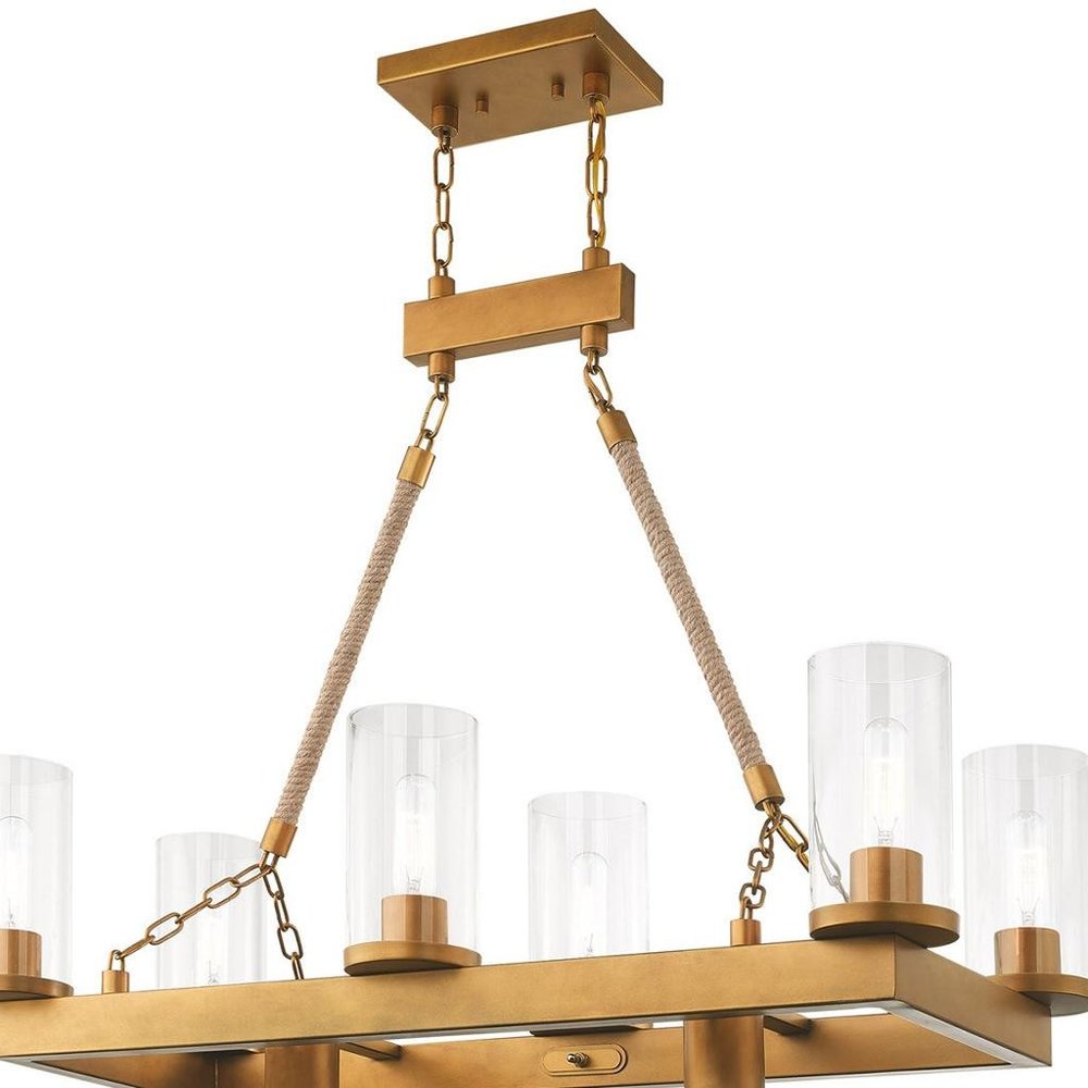 Gold Eight Light Metal Dimmable Chandelier With Shades HomeRoots