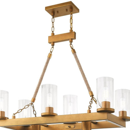 Gold Eight Light Metal Dimmable Chandelier With Shades HomeRoots