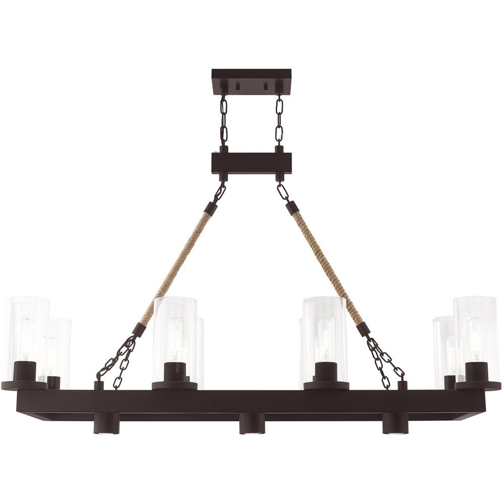 Bronze Eleven Light Metal Dimmable Chandelier With Shades HomeRoots