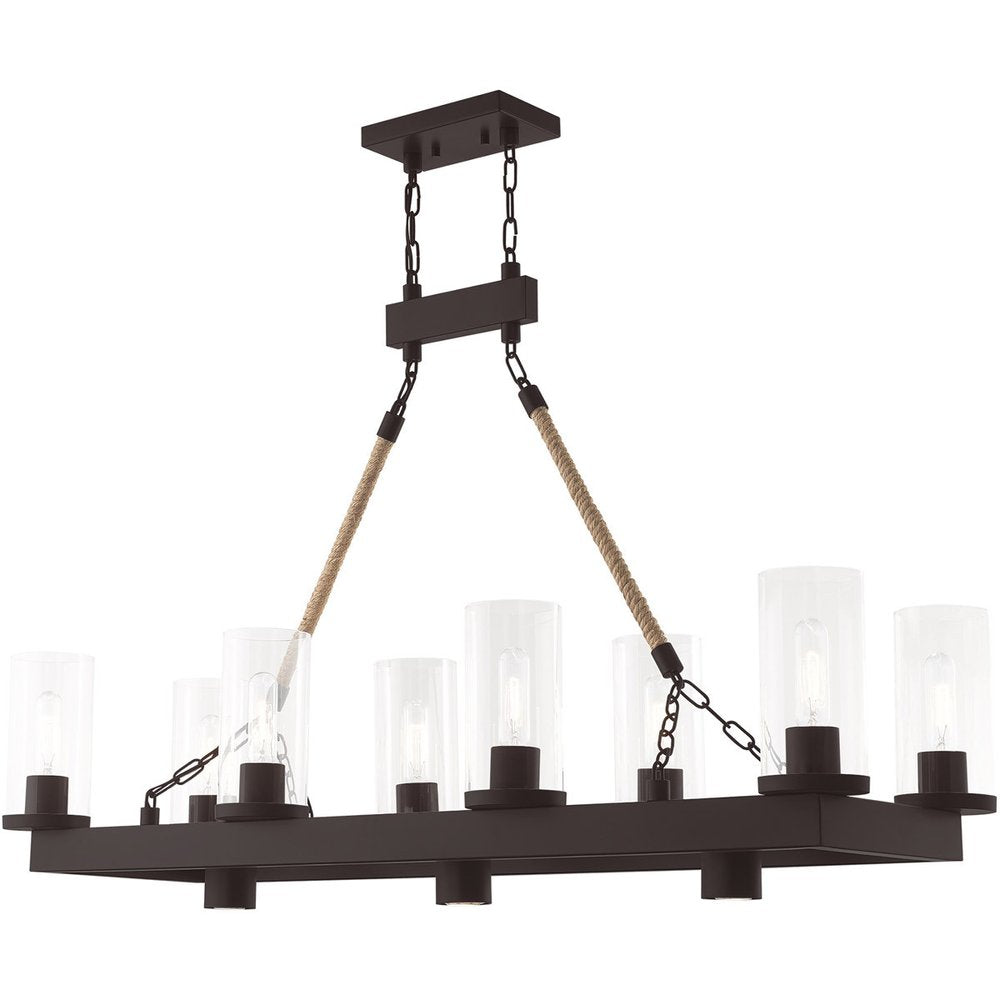 Bronze Eleven Light Metal Dimmable Chandelier With Shades HomeRoots
