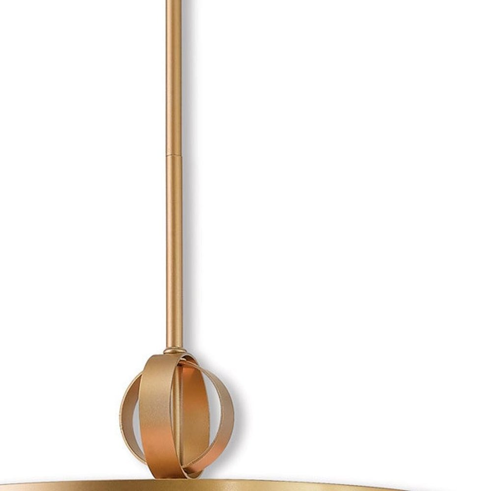Gold And Off White Five Light Metal Dimmable Chandelier With Shades HomeRoots