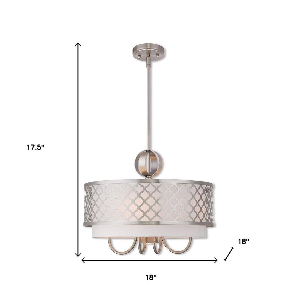 Nickel Five Light Metal Dimmable Chandelier With Shades HomeRoots