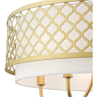 Gold And Off White Six Light Metal Dimmable Chandelier With Shades HomeRoots