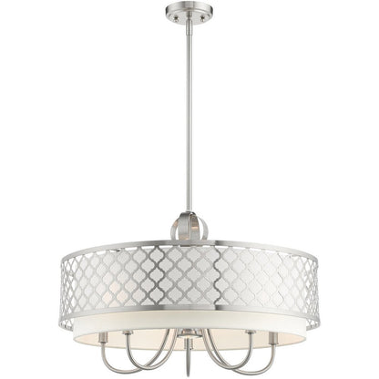 Nickel Six Light Metal Dimmable Chandelier With Shades HomeRoots