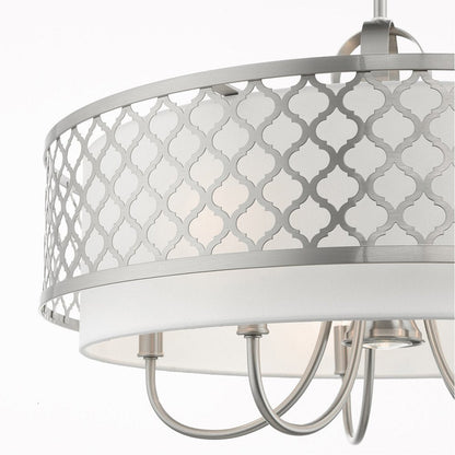 Nickel Six Light Metal Dimmable Chandelier With Shades HomeRoots