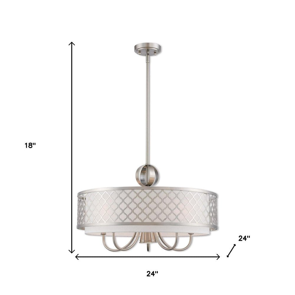 Nickel Six Light Metal Dimmable Chandelier With Shades HomeRoots