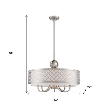 Nickel Six Light Metal Dimmable Chandelier With Shades HomeRoots
