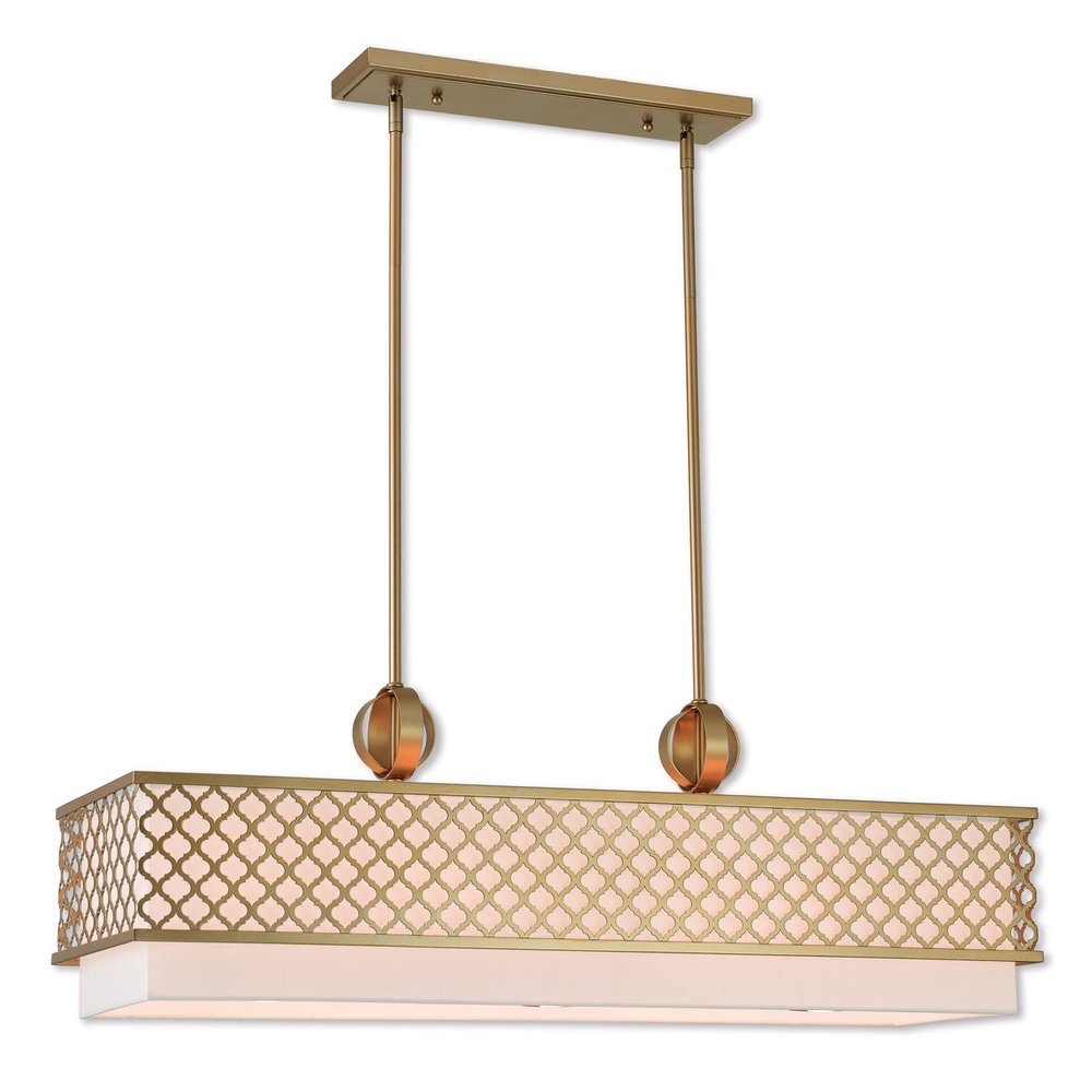 Gold And Off White Nine Light Metal Dimmable Chandelier With Shades HomeRoots