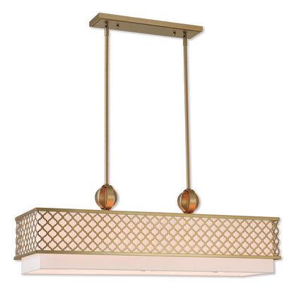 Gold And Off White Nine Light Metal Dimmable Chandelier With Shades HomeRoots
