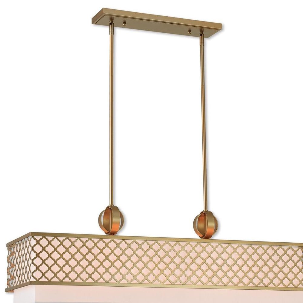 Gold And Off White Nine Light Metal Dimmable Chandelier With Shades HomeRoots