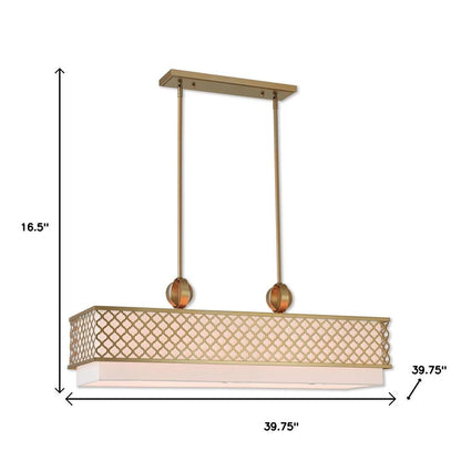 Gold And Off White Nine Light Metal Dimmable Chandelier With Shades HomeRoots