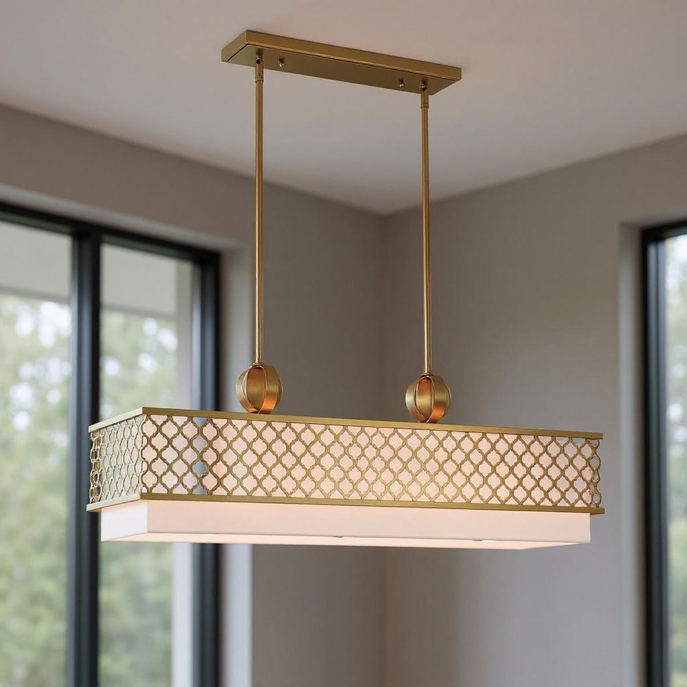 Gold And Off White Nine Light Metal Dimmable Chandelier With Shades HomeRoots
